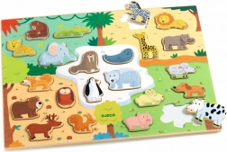 Puzzle din lemn pentru copii cu animale