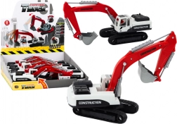 Excavator cu șenile de metal roșu-alb