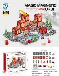 Set de construcție magnetică Pompieri cu 92 de piese