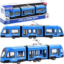 Tramvai articulat albastru cu lumină și sunet ZA3834