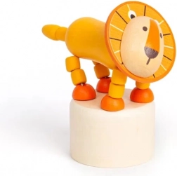 Bigjigs Toys Jucării din lemn Animale apăsătoare Safari Leu