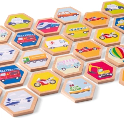 Joc de memorie din lemn cu mijloace de transport