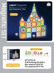 Set de construcții 3D magnetic cu discuri luminoase, 75 piese