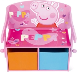 Bancă pentru copii Peppa Pig 3 în 1 (bancă, birou de scris și cutie pentru jucării)