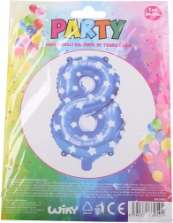 Balon gonflabil albastru cifra 8 cu steluțe