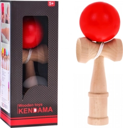 Jucărie din lemn Kendama cu bilă roșie pentru copii 3+ și adulți
