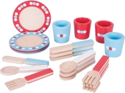 Set de masă din lemn cu buline Bigjigs Toys