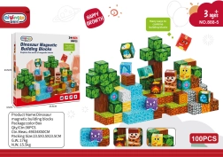 Cuburi de construcție magnetice 3D cu motiv de dinozauri 100 buc