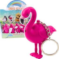 Breloc flamingo cu LED și sunet, roz