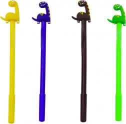 Pix cu bilă Dinozaur, capac cu vârf negru, mix maro galben 0,5 mm