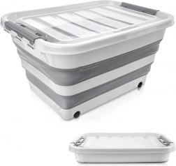 Cutie de depozitare pliabilă pe roți 30 l cu capac transparent KEMP