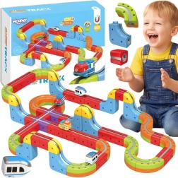 WOOPIE Magic Cube Train – pistă magnetică antigravitațională cu set de construcție, 68 de piese