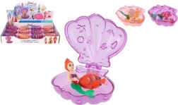 Sirena în scoică deschisă cu accesoriu, plastic 10 cm