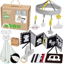 Cutie educațională montessori 7‑în‑1 pentru nou‑născuți 0–2 luni WOOPIE GREEN