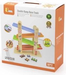 Viga pistă de curse dublă din lemn pentru mașinuțe