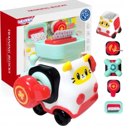 WOOPIE Baby montessori set de construcție mașinuță pisicuță cu elemente de manipulare