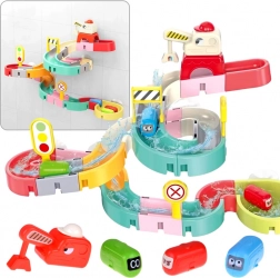Set de pistă auto acvatică pentru baie cu rampe și ventuze, 37 piese