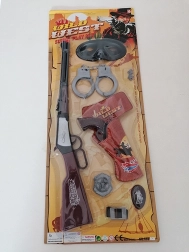 Set pentru micul cowboy – pistol, cătușe și colț
