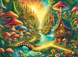 puzzle din lemn wooden city pădure mistică lângă cascadă 1010 piese