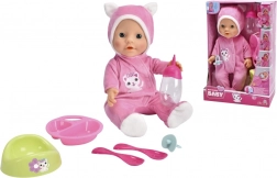 Păpușă New Born Baby în pijama cu urechiușe de pisică 30 cm