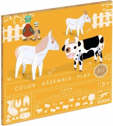 Djeco DIY fermă – set creativ pentru colorat și asamblat