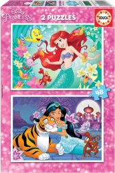 EDUCA Puzzle Disney prințese: Ariel și Jasmine 2x48 piese