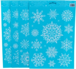 Folie decorativă pentru ferestre cu fulgi de nea cu sclipici 20 × 30 cm (4 variante)