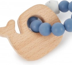 Jucărie de dentiție din silicon cu balenă din lemn Bieco