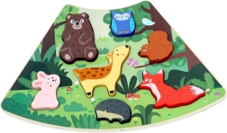 Puzzle din lemn cu animale de pădure – puzzle de inserție conectabil