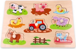 Puzzle din lemn cu prieteni din fermă și tractor
