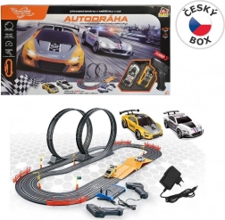 Pistă auto Racing Collection 560 cm cu loopinguri și două mașini