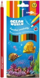 Creioane colorate Ocean World triunghiulare, 12 buc