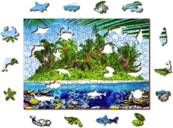 Puzzle din lemn insulă exotică cu comori 2‑în‑1, 200 piese