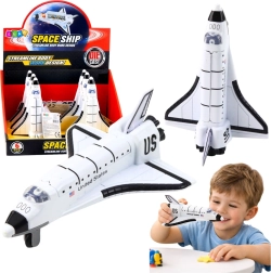 Navetă spațială metalică cu mecanism cu întoarcere, albă