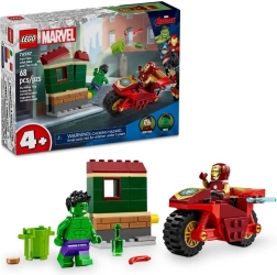 LEGO MARVEL Iron Man pe motocicletă și Hulk 4+