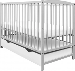 Pătuț pentru copii cu sertar NEW BABY Lilly, gri