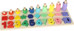 Sorter și abac educațional din lemn 2‑în‑1 montessori 13 × 36 cm