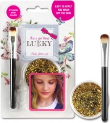 Gel de corp strălucitor Lukky cu pensulă aurie