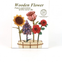 Buchet floral din lemn 3D