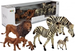 set figurine Africa – animale sălbatice: familie de lei și zebre