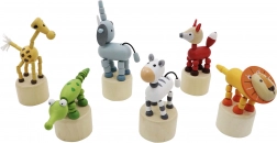Animăluțe safari din lemn, apăsabile