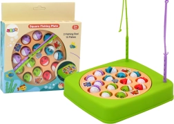 Joc de pescuit cu 2 undițe, 15 peștișori, verde