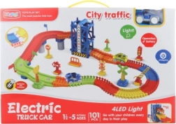Circuit cu mașinuță pe baterii, luminoasă – 101 piese