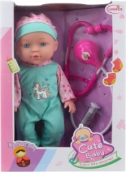 Păpușă bebeluș 27 cm cu set de doctor