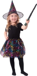Costum pentru copii vrăjitoare cu stele și fustiță tutu cu pălărie