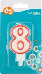 Lumânare cifră 8 cu contur roșu