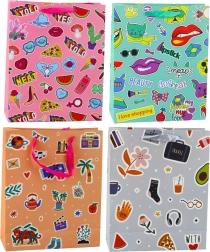 Pungă cadou cu autocolante colorate 32 × 26 × 12 cm