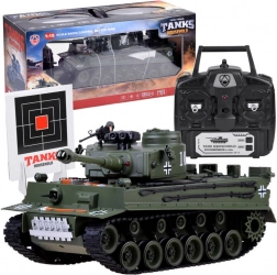 Tanc RC mare GERMAN TIGER 1:18 cu tragere și LED