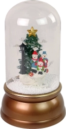 Decorațiune de Crăciun din sticlă cu zăpadă și oameni de zăpadă, auriu