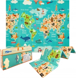 humbi saltea de joacă din spumă XPE, dublă față, pliabilă, 200 × 180 × 1 cm hartă a lumii și străzi